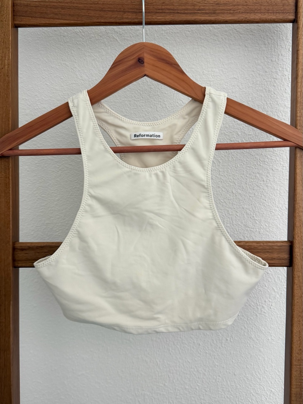 Reformation Cream Racerback Crop Sport Bra
